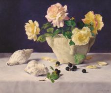 Roses, shells and blackberries 22 x 35 cm
