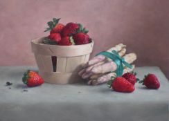 Asparagus and Strawberries 27 x 35 cm