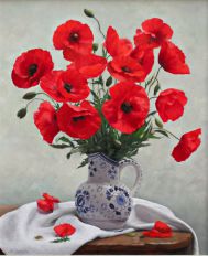 Poppies, French Pottery 46 x 55 cm